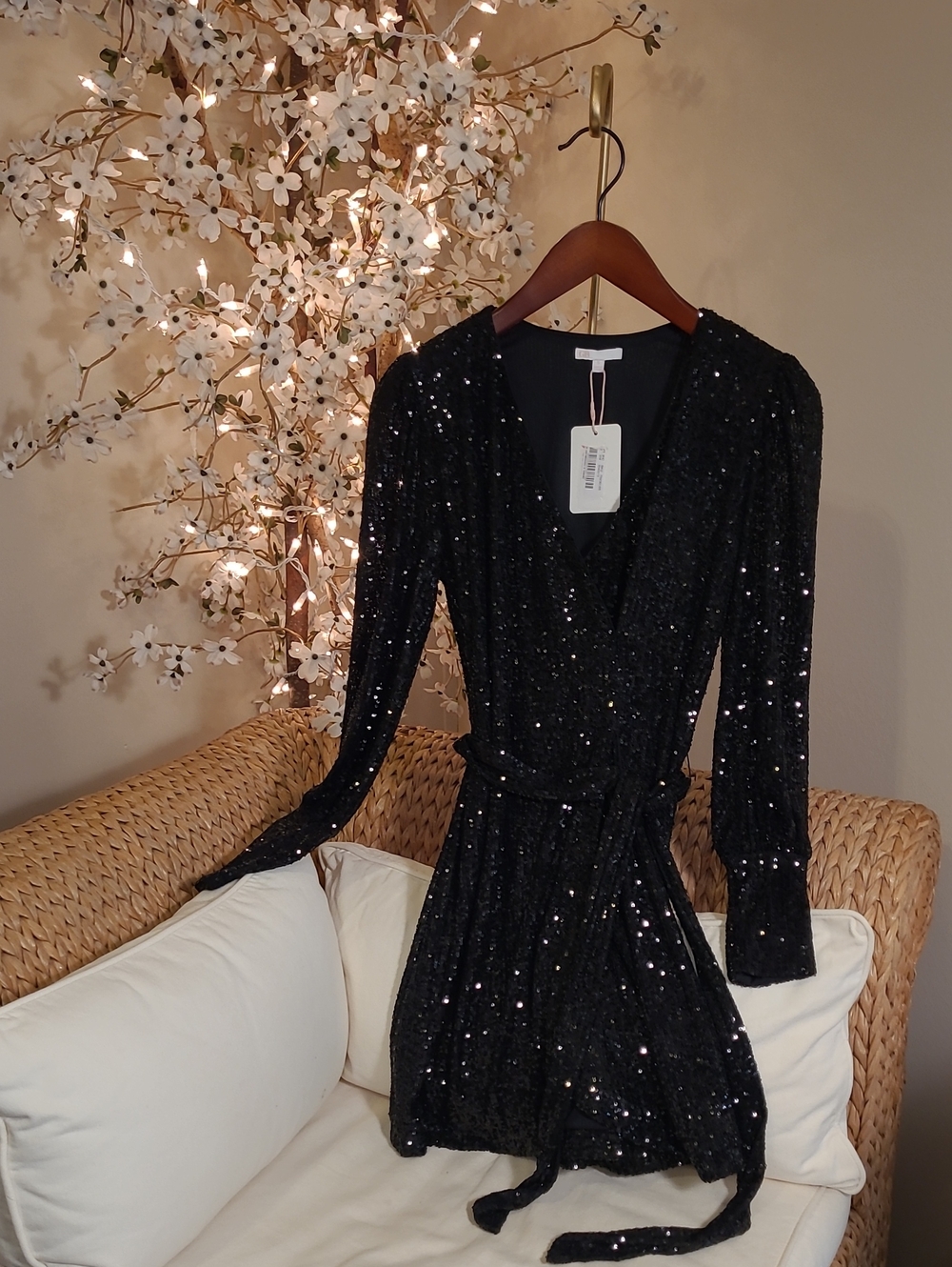 Black Sequin Mini Dress NWT